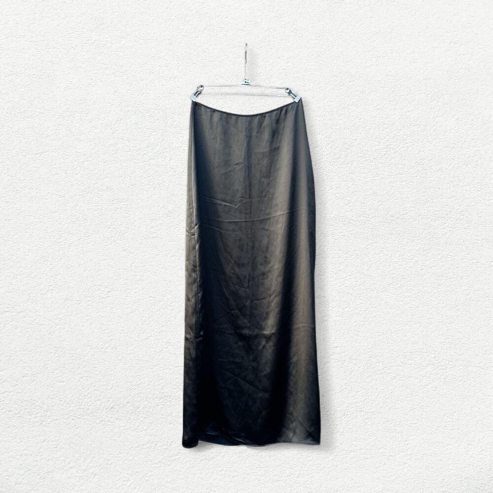 NA-KD High Waist Satin Maxi Skirt in Black